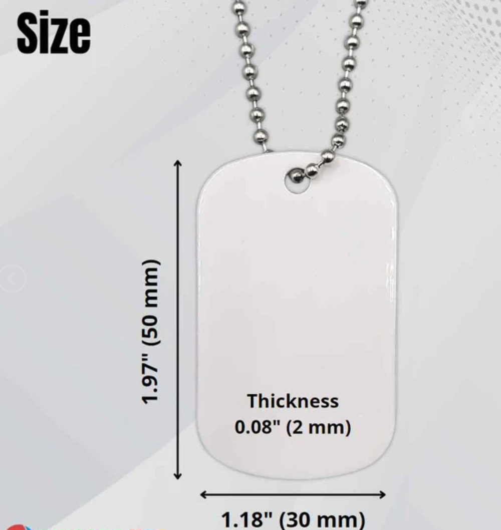 Sublimation Printing Dog Tag Necklace Blank - 2 Sided | Custom Dog Tag Pendant | Rockin' Vinyl Blanks